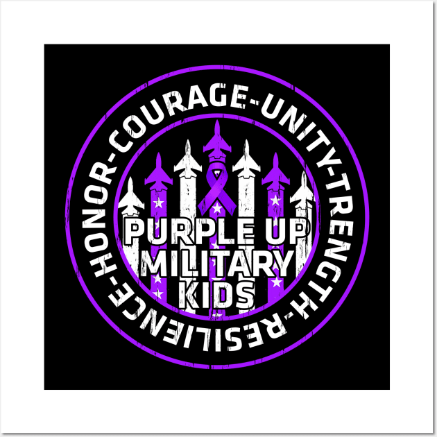 Purple Up for Military Kids Us Flag Cool Military Child Month Wall Art by eyelashget